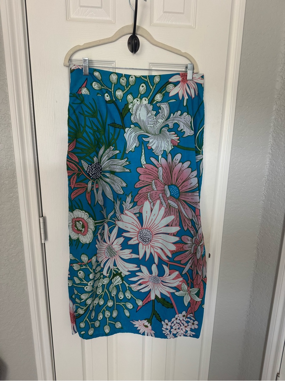 ivy jane Teal Floral Midi Skirt with Pink Accents